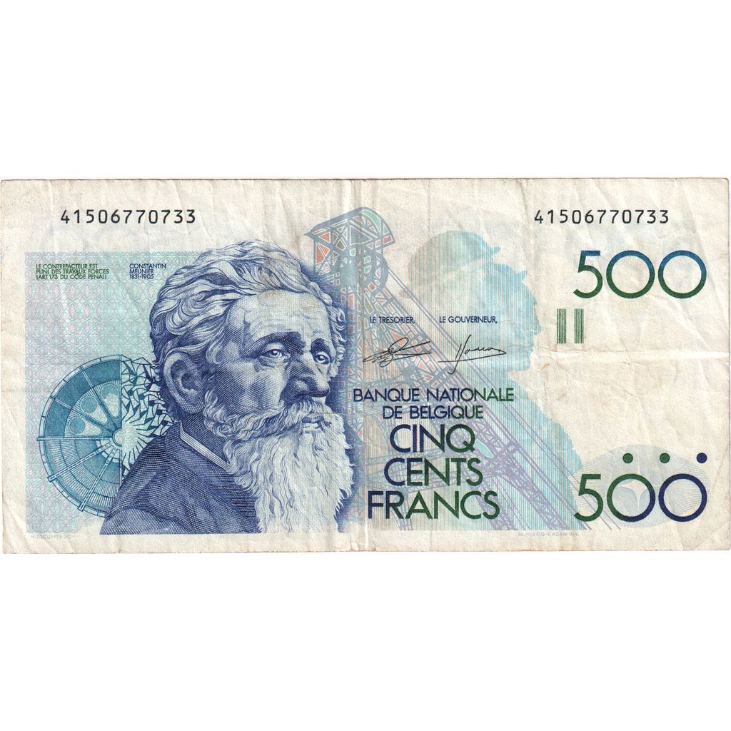 Bélgica, 500 Francs, MBC