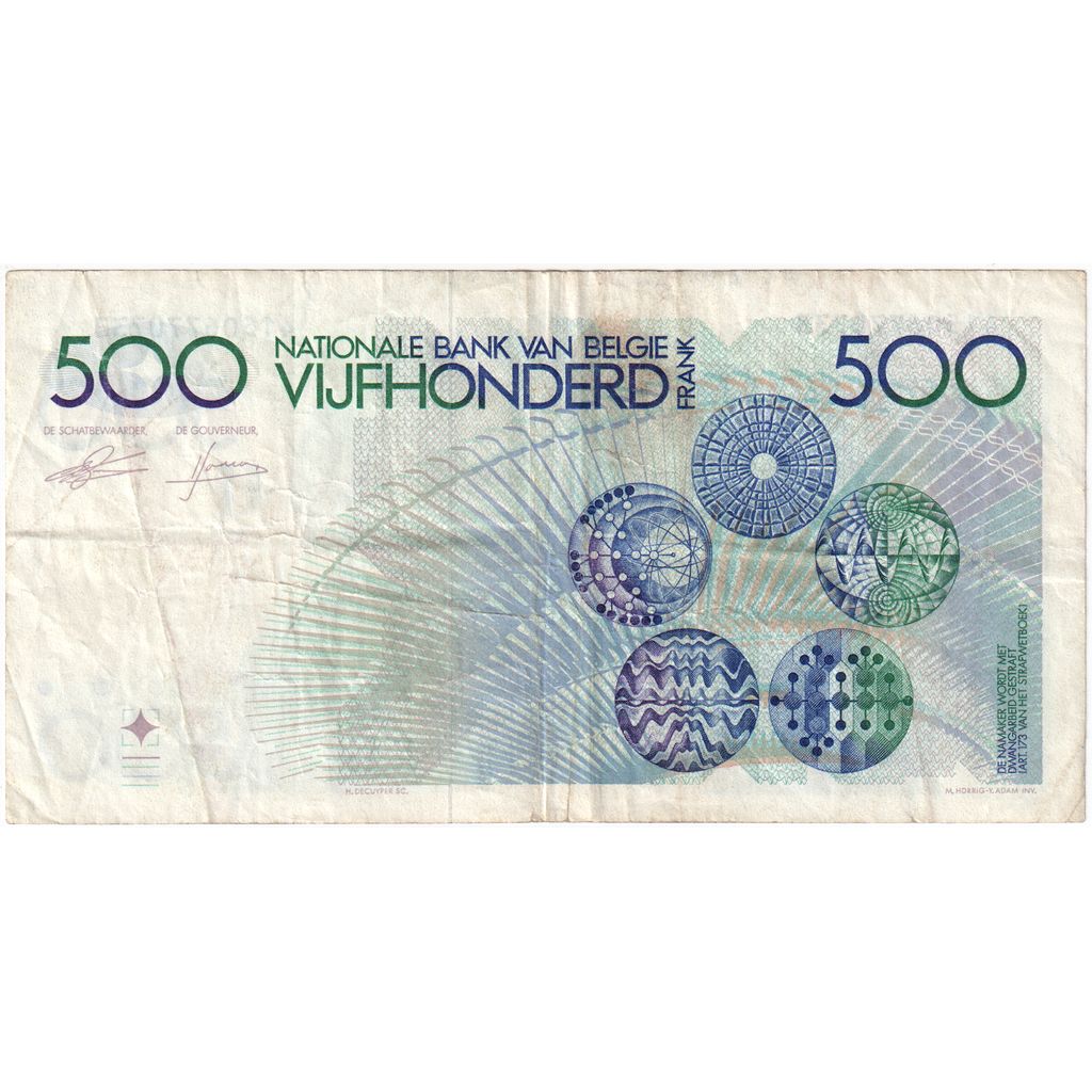 Bélgica, 500 Francs, MBC