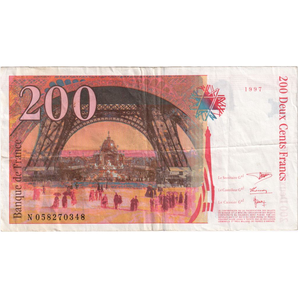 Frankreich, 200 Francs, Eiffel, N.058, SS