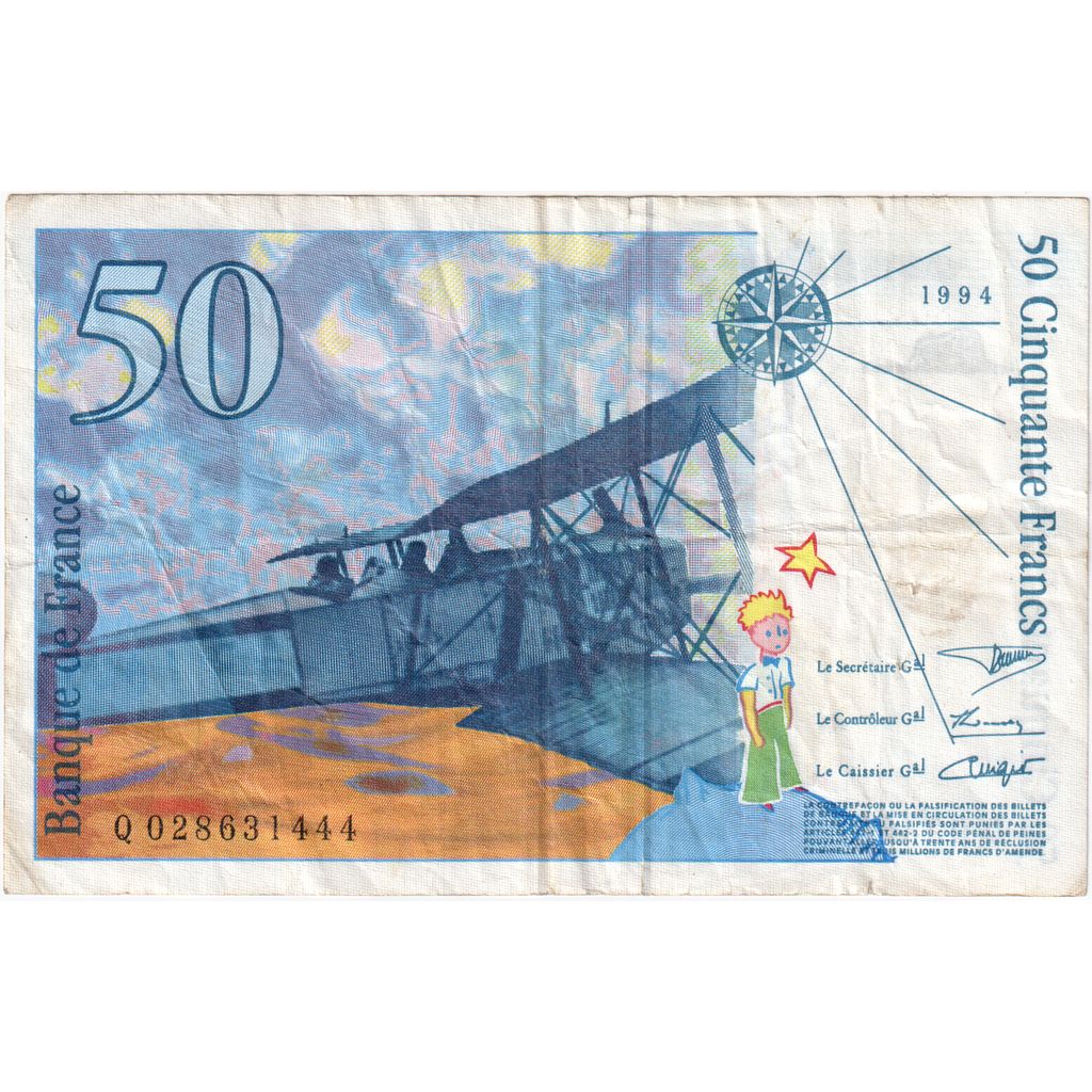Francia, 50 Francs, St Exupéry, Q.028, MB+