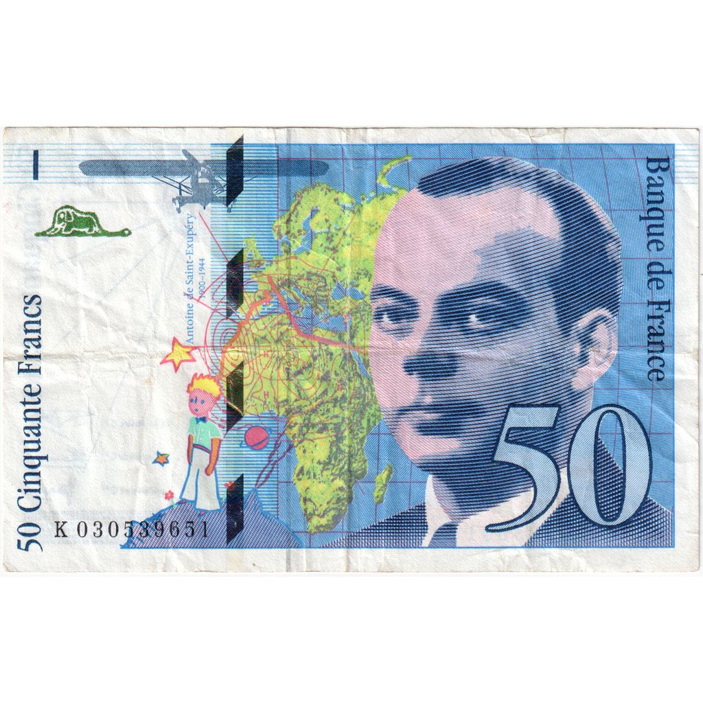 Francia, 50 Francs, St Exupéry, K.030, MB+