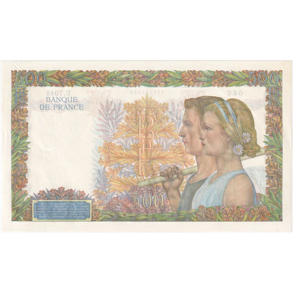 Francja, 500 Francs, La Paix, 1942-10-01, U.7046, UNC(65-70)