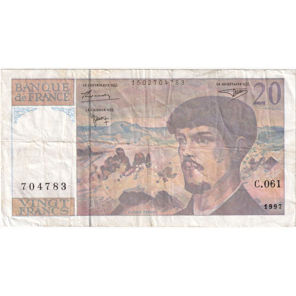 France, 20 Francs, Debussy, C.061, TB