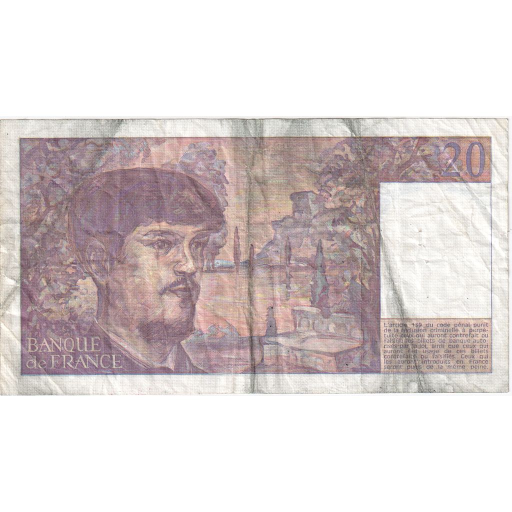 Francia, 20 Francs, Debussy, Undated (1982), S.009, MB+