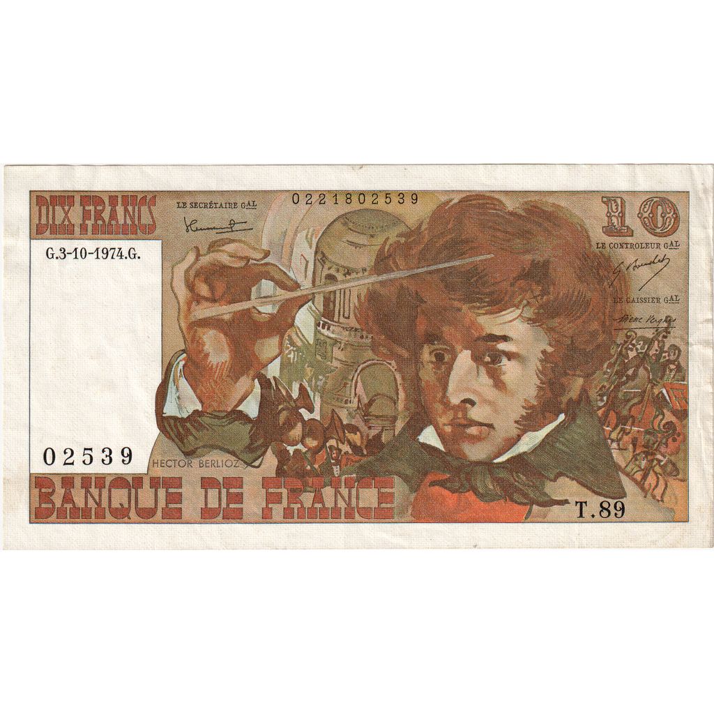 France, 10 Francs, Berlioz, 1974-10-03, T.89, AU(55-58)