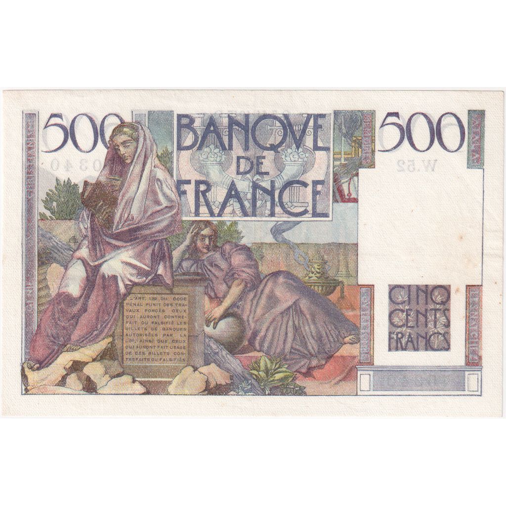 França, 500 Francs, Chateaubriand, 1945-11-07, W.52, AU(50-53)