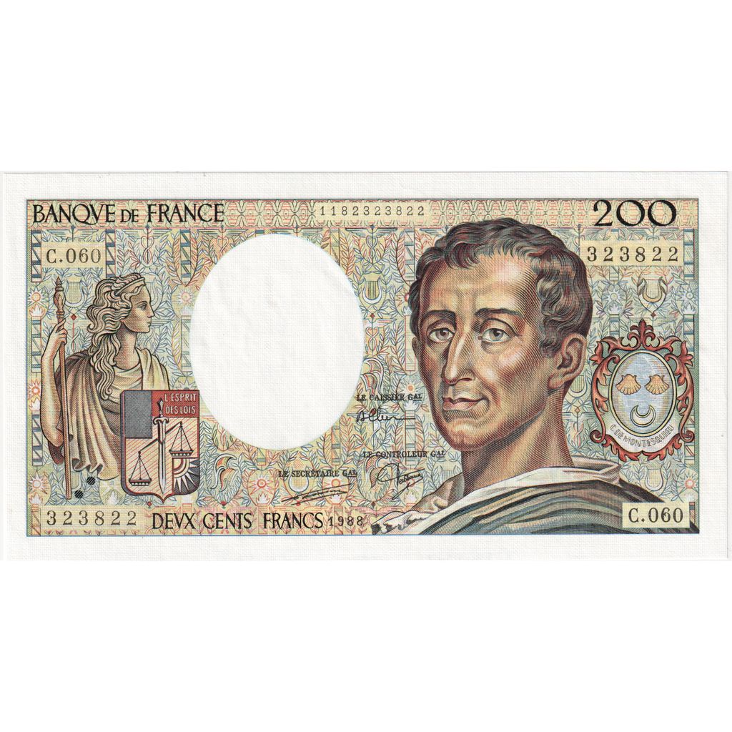 Francja, 200 Francs, Montesquieu, 1988, C.060, UNC(65-70)