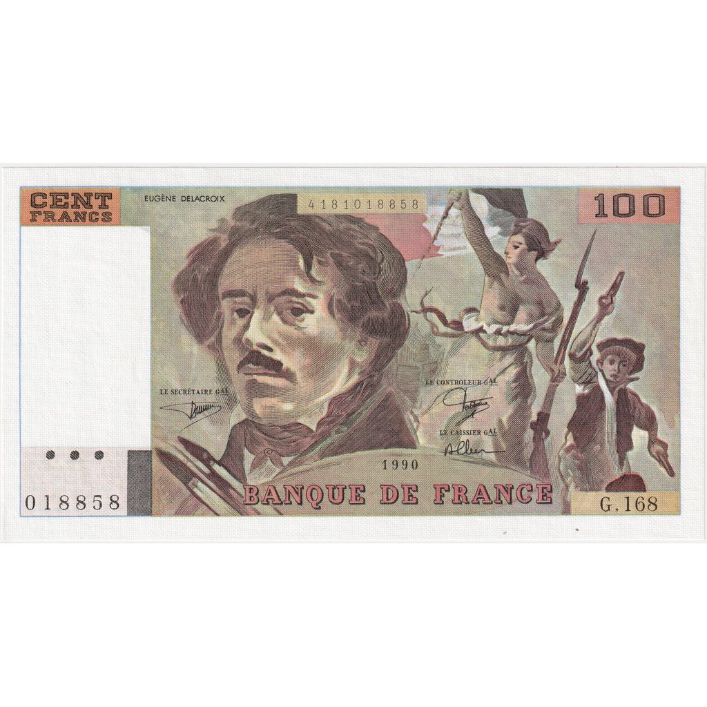 Francja, 100 Francs, Delacroix, 1990, G.168, UNC(65-70)