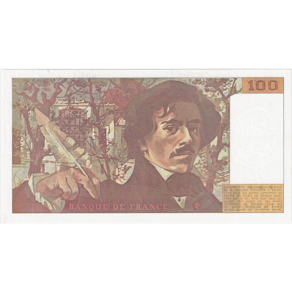 Francja, 100 Francs, Delacroix, 1990, G.168, UNC(65-70)