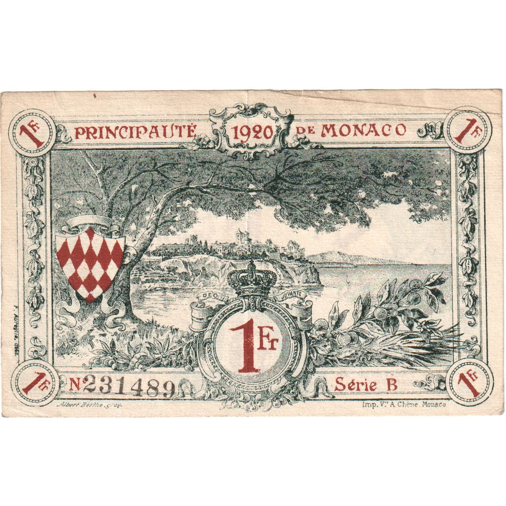 Monaco, 1 Franc, 1920-03-20, MB+