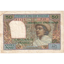 Madagascar, 50 Francs = 10 Ariary, Undated (1969), VF(20-25)
