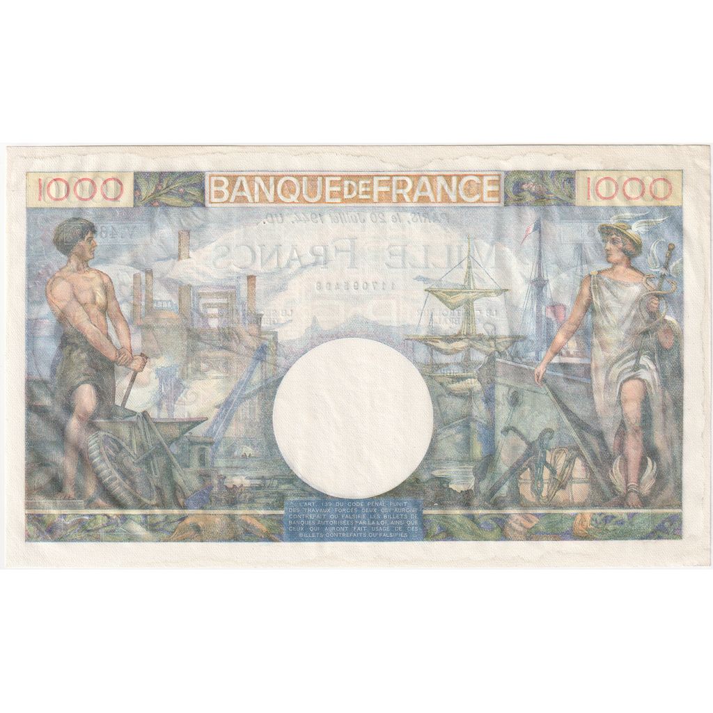 Frankrijk, 1000 Francs, Commerce et Industrie, 1944-07-20, V.4684, SUP