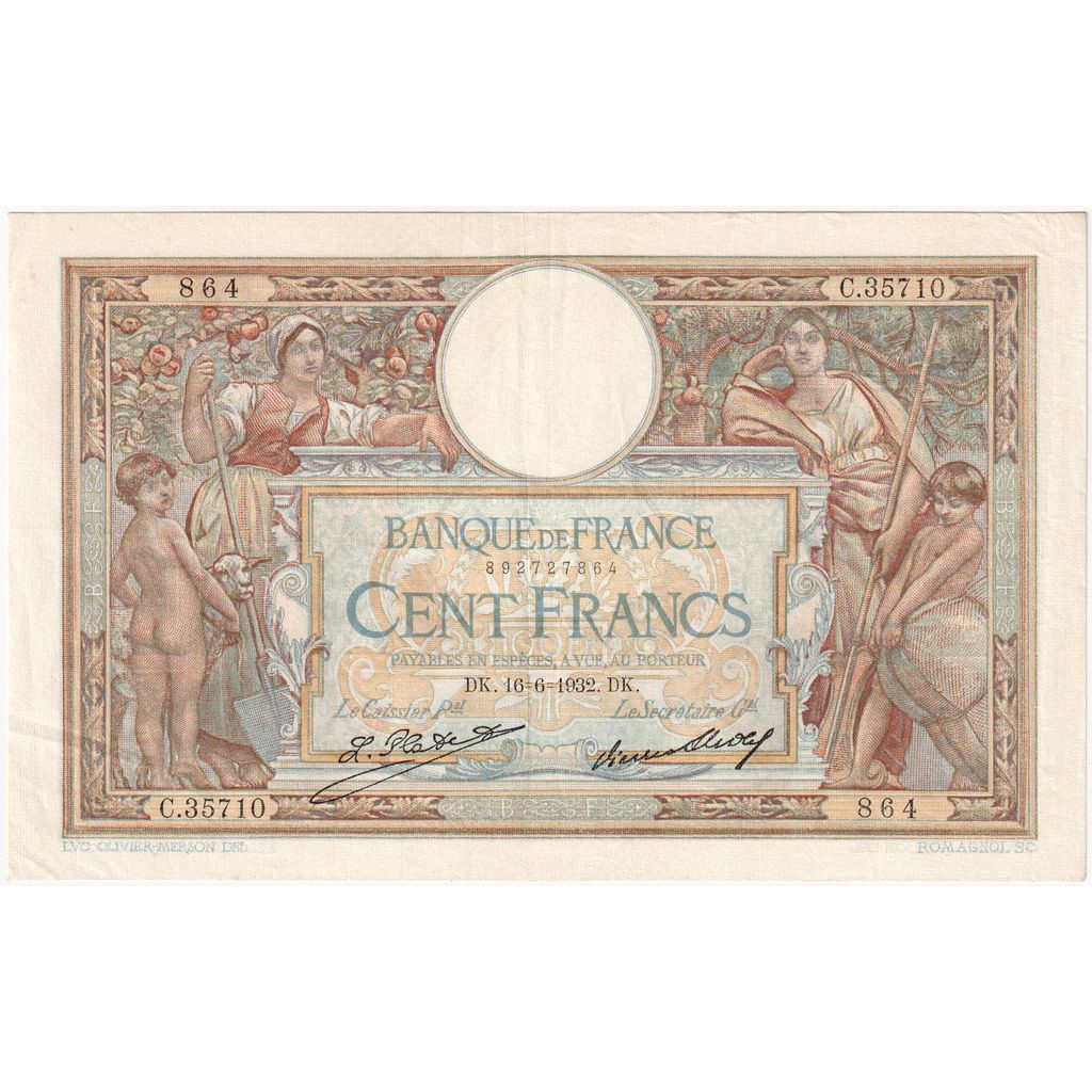 Francia, 100 Francs, Luc Olivier Merson, 1932-06-16, C.35710, MBC