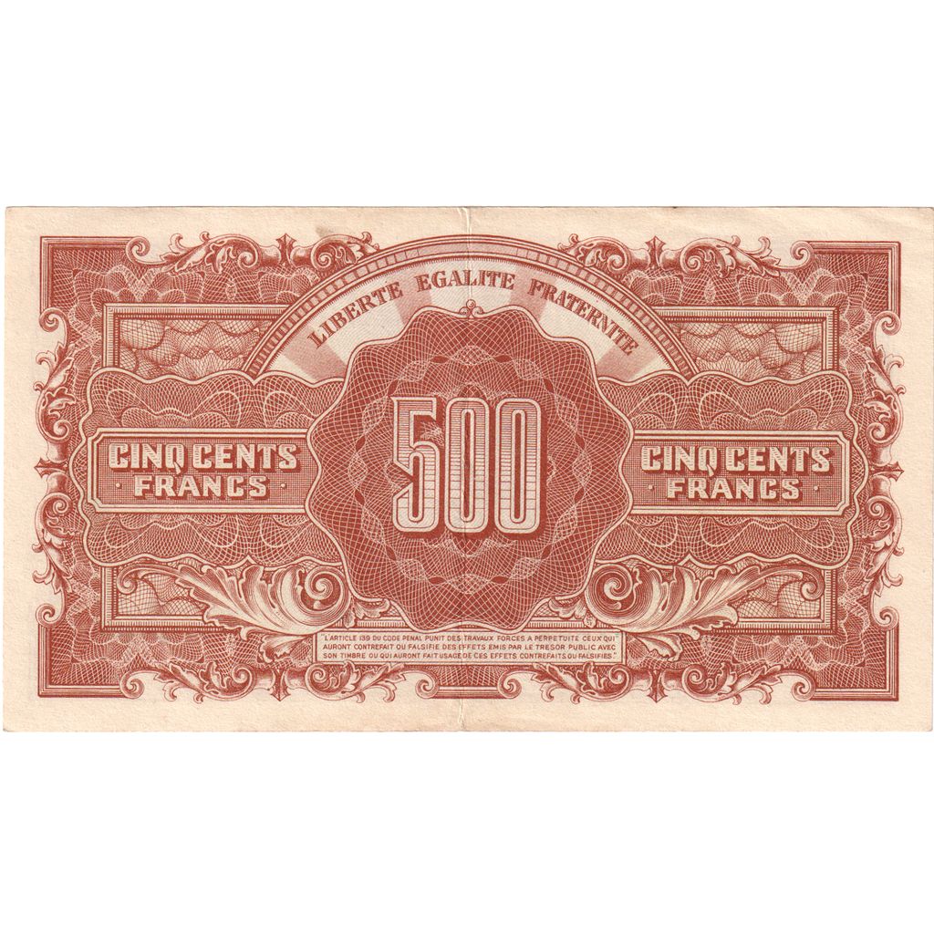 Frankrijk, 500 Francs, Marianne, Undated (1945), 67L, TTB+