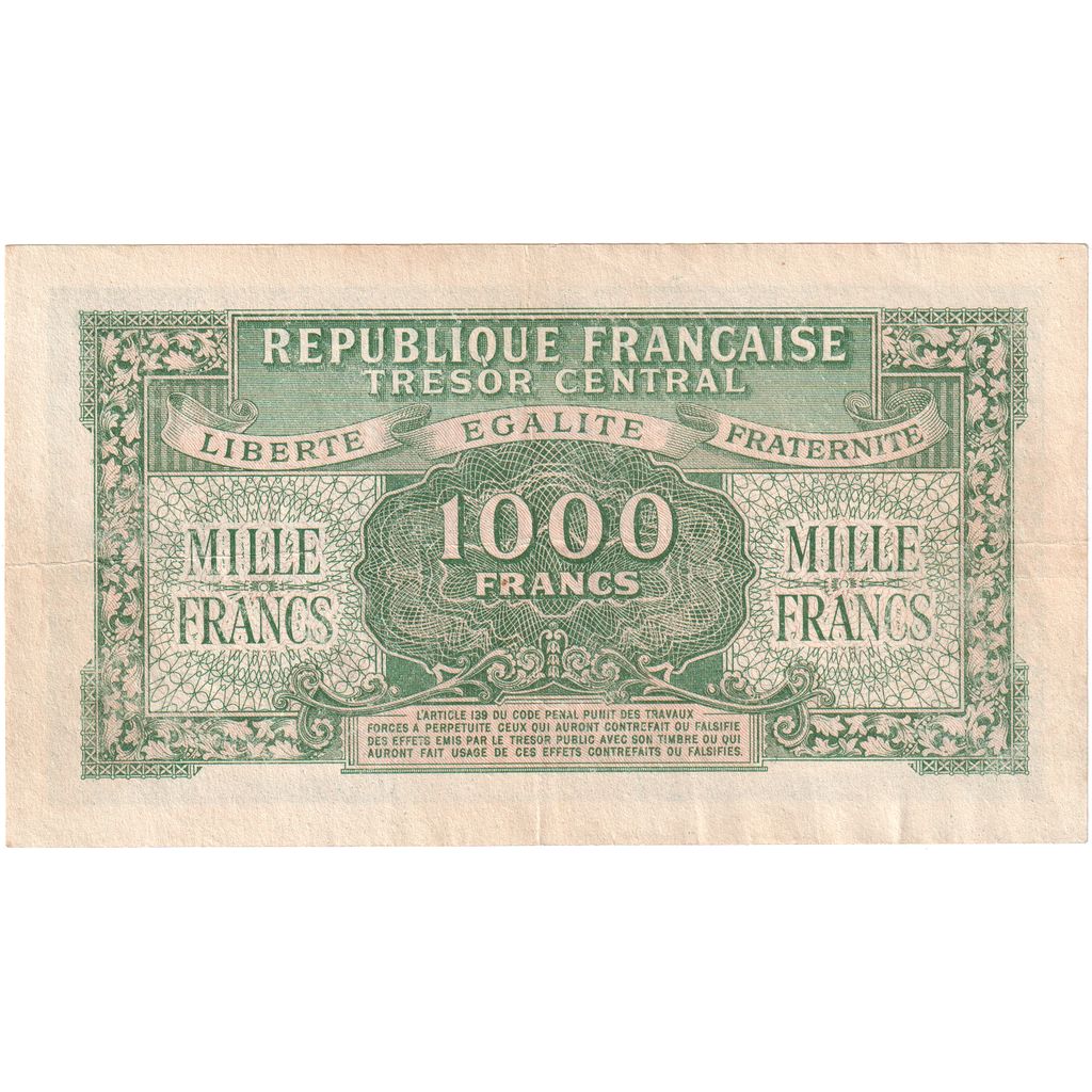Francia, 1000 Francs, Marianne, Undated (1945), 70E, BB+