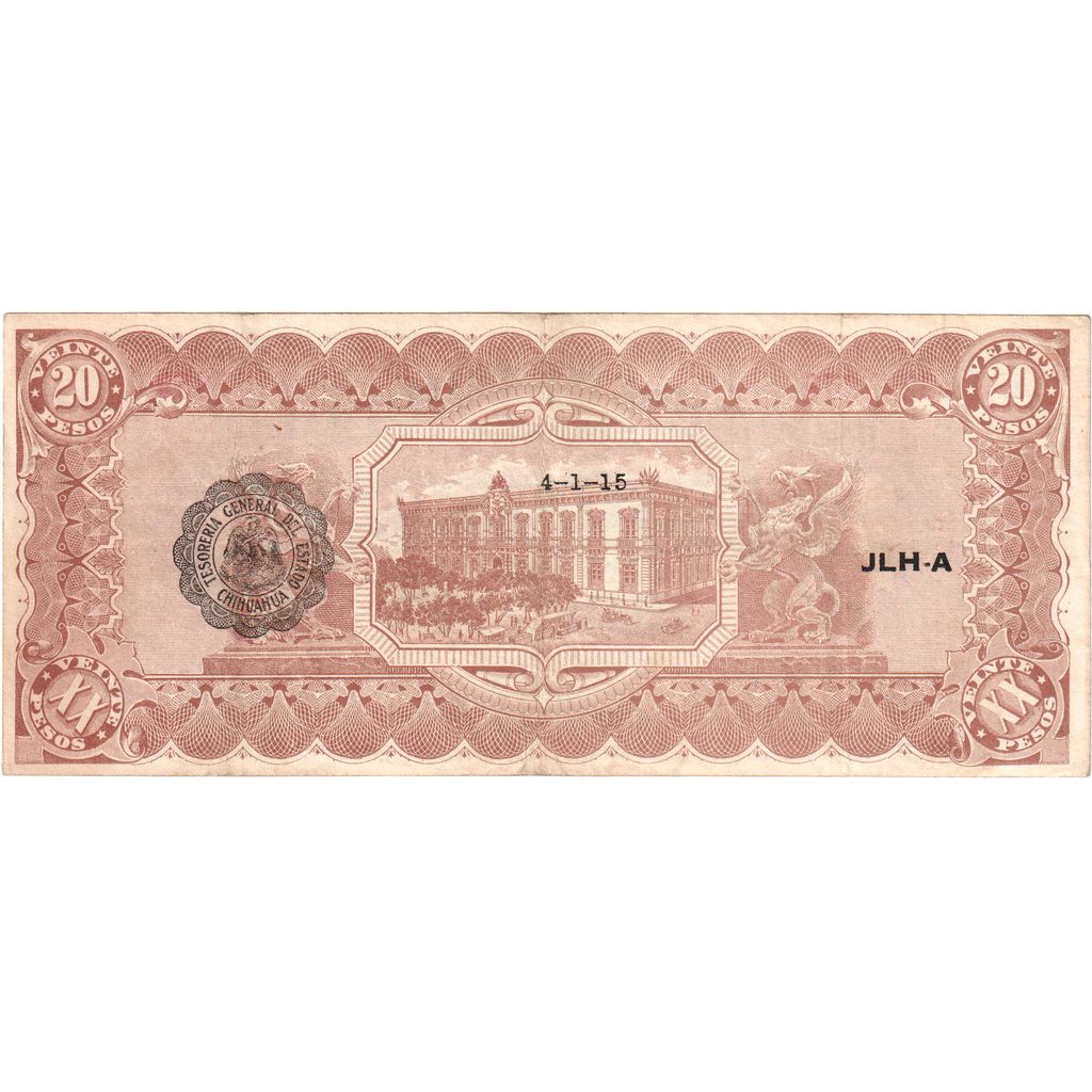 State of Chihuahua, 20 Pesos, 1914-02-10, AU(55-58)