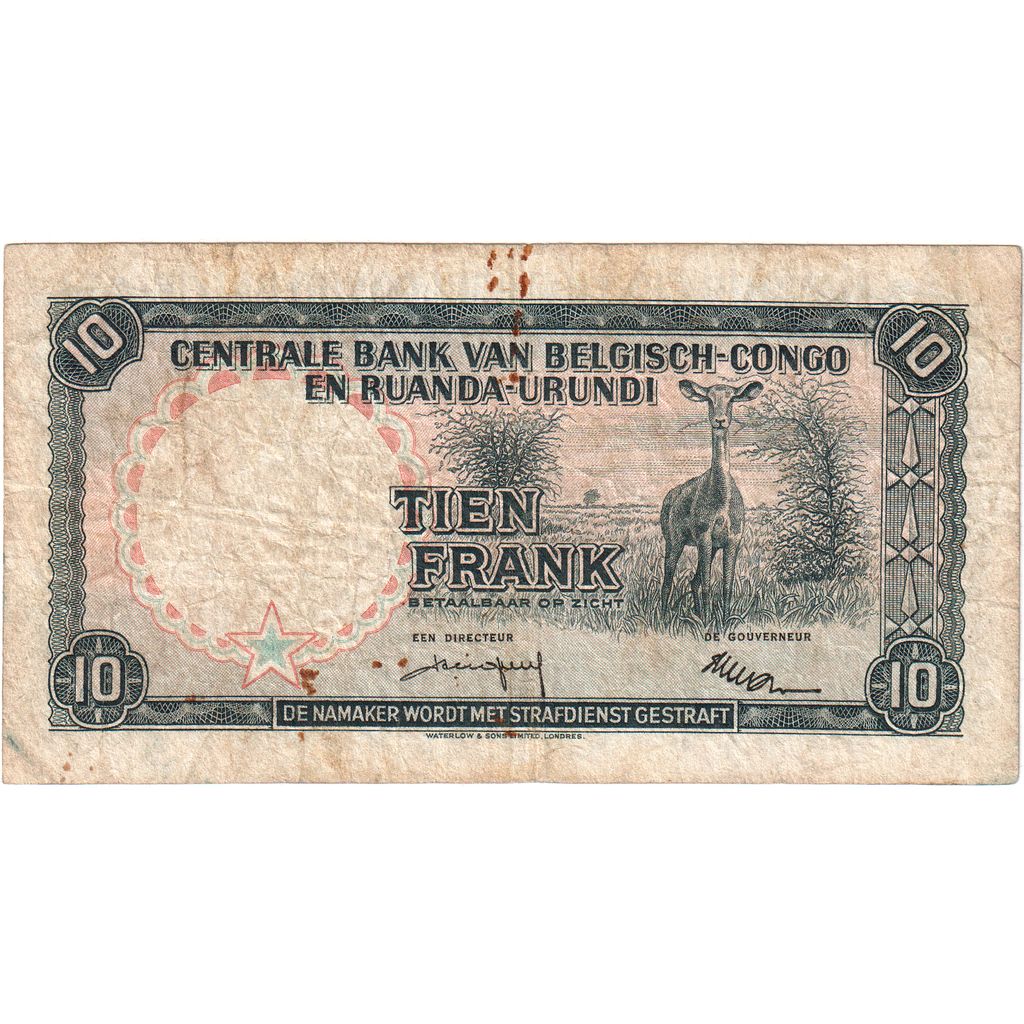 Congo belga, 10 Francs, 1957-12-01, MBC
