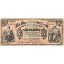 Peru, 5 Soles, 1879-06-30, EF(40-45)