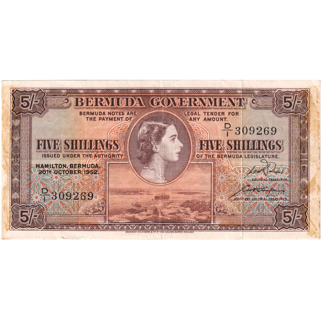 Bermuda, 5 Shillings, 1952-10-20, TTB