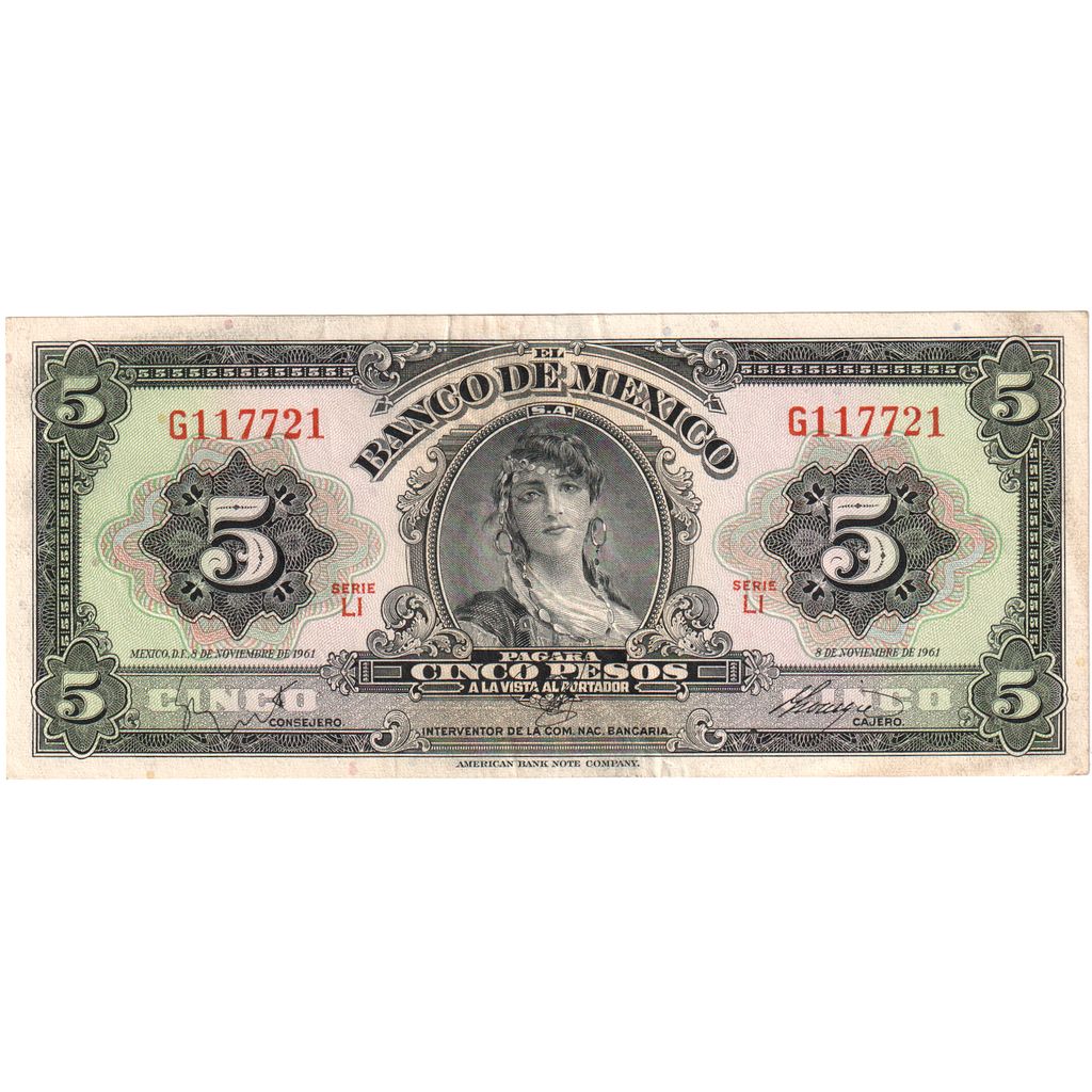 Mexique, 5 Pesos, 1961-11-08, TTB