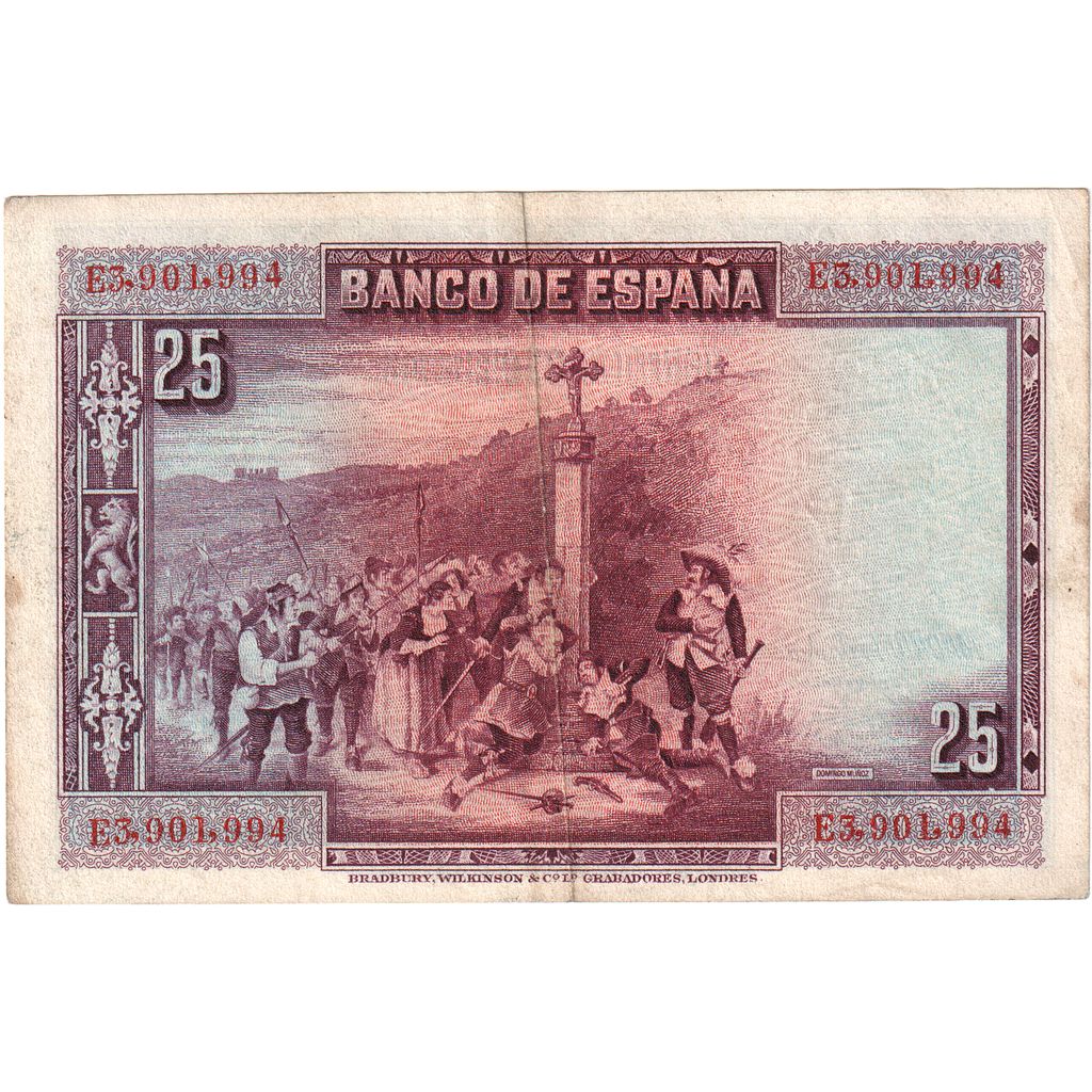 Spagna, 25 Pesetas, 1928-08-15, MB+