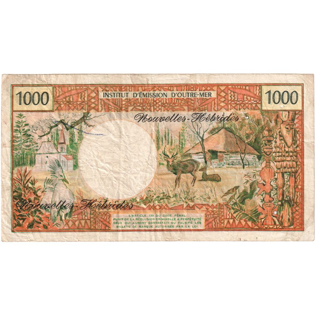 Novas Hébridas, 1000 Francs, VF(20-25)