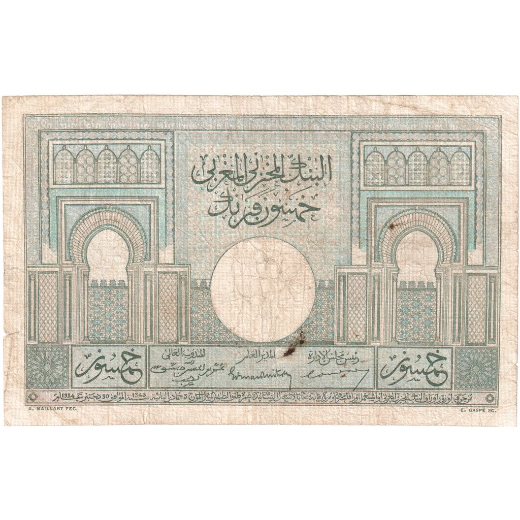 Marruecos, 50 Francs, 1947-10-28, BC+