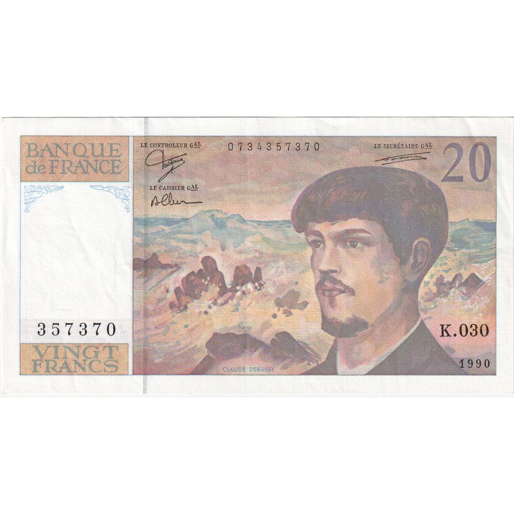 France, 20 Francs, Debussy, K.030, TTB