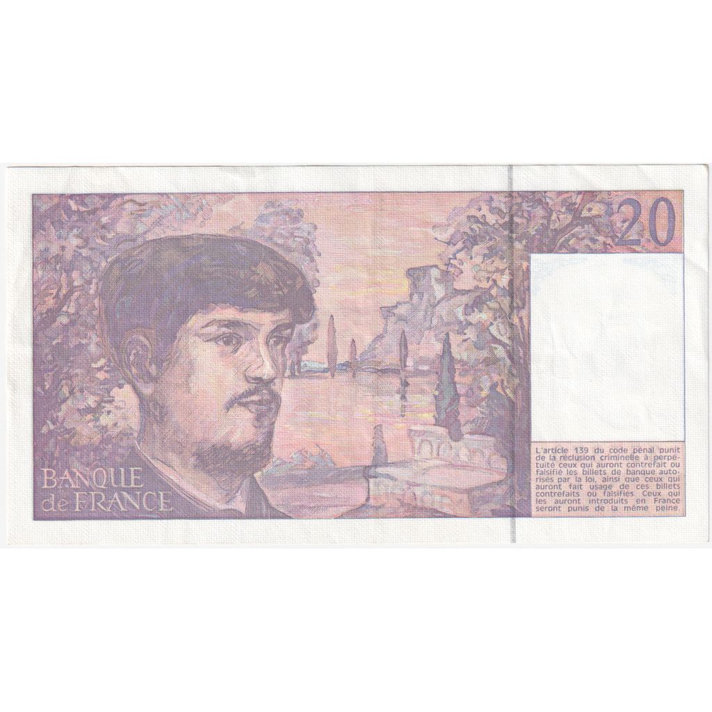 France, 20 Francs, Debussy, K.030, TTB