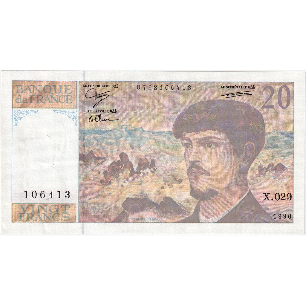 Francja, 20 Francs, Debussy, X.029, AU(50-53)