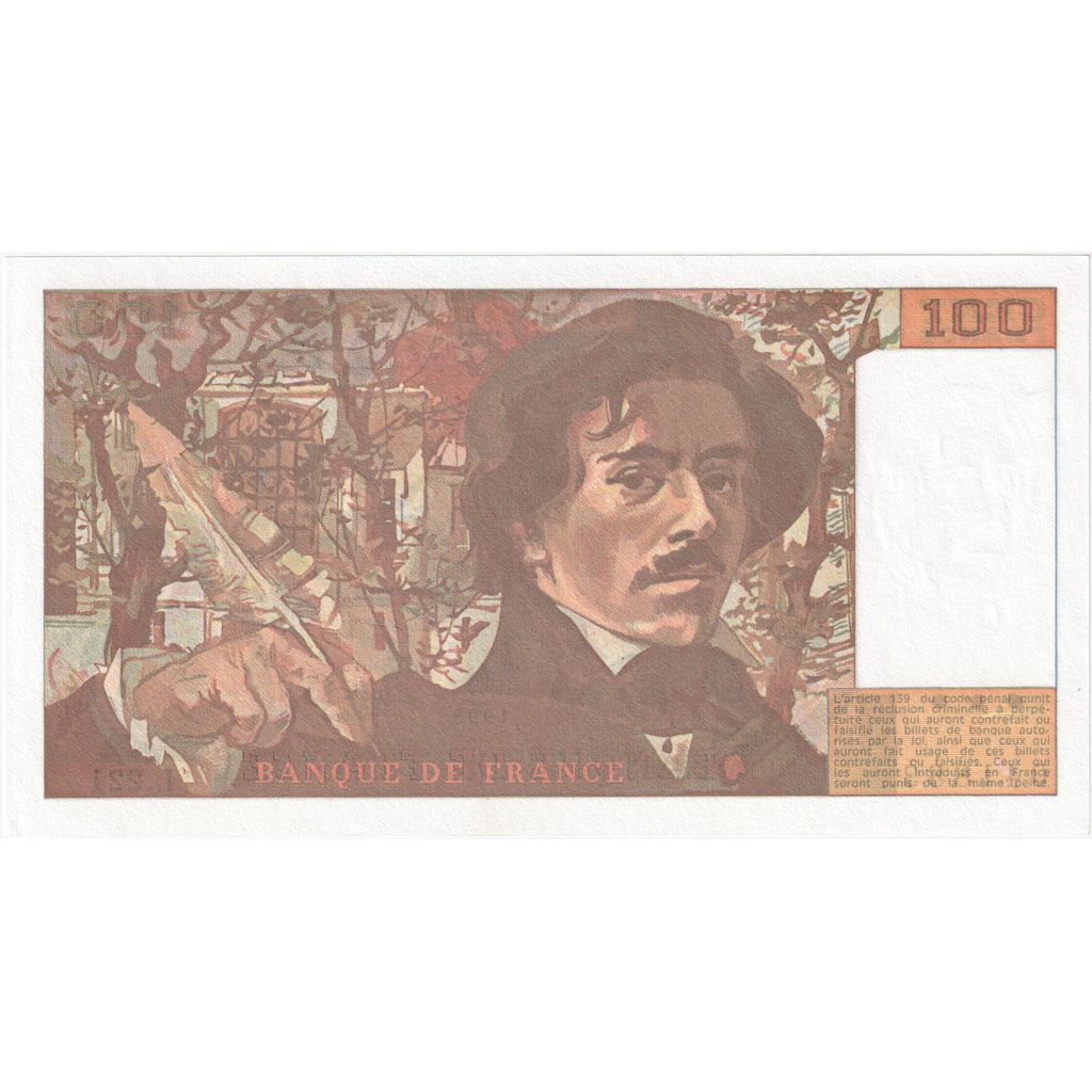France, 100 Francs, Delacroix, L.221, UNC(65-70)