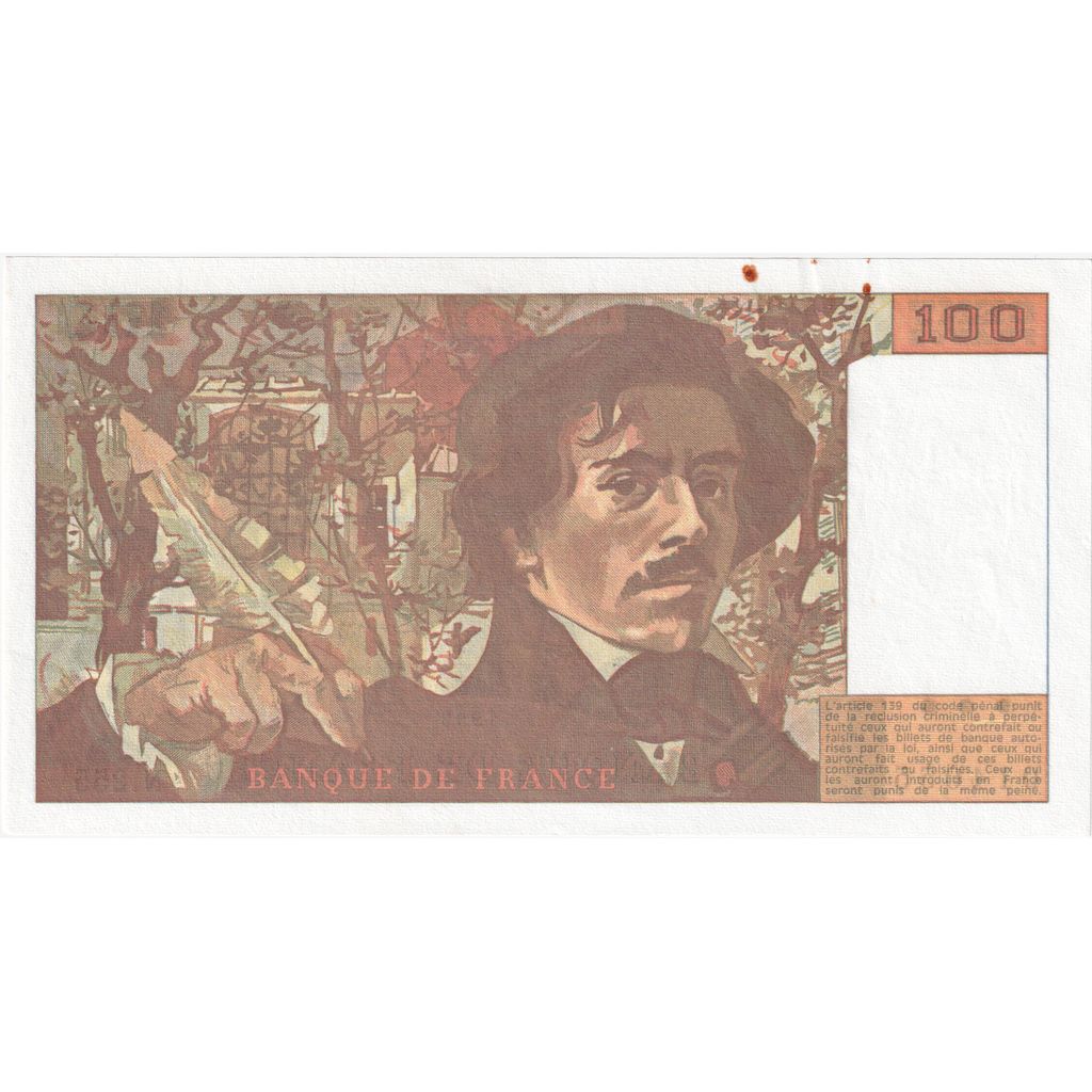 France, 100 Francs, Delacroix, N.255, SUP