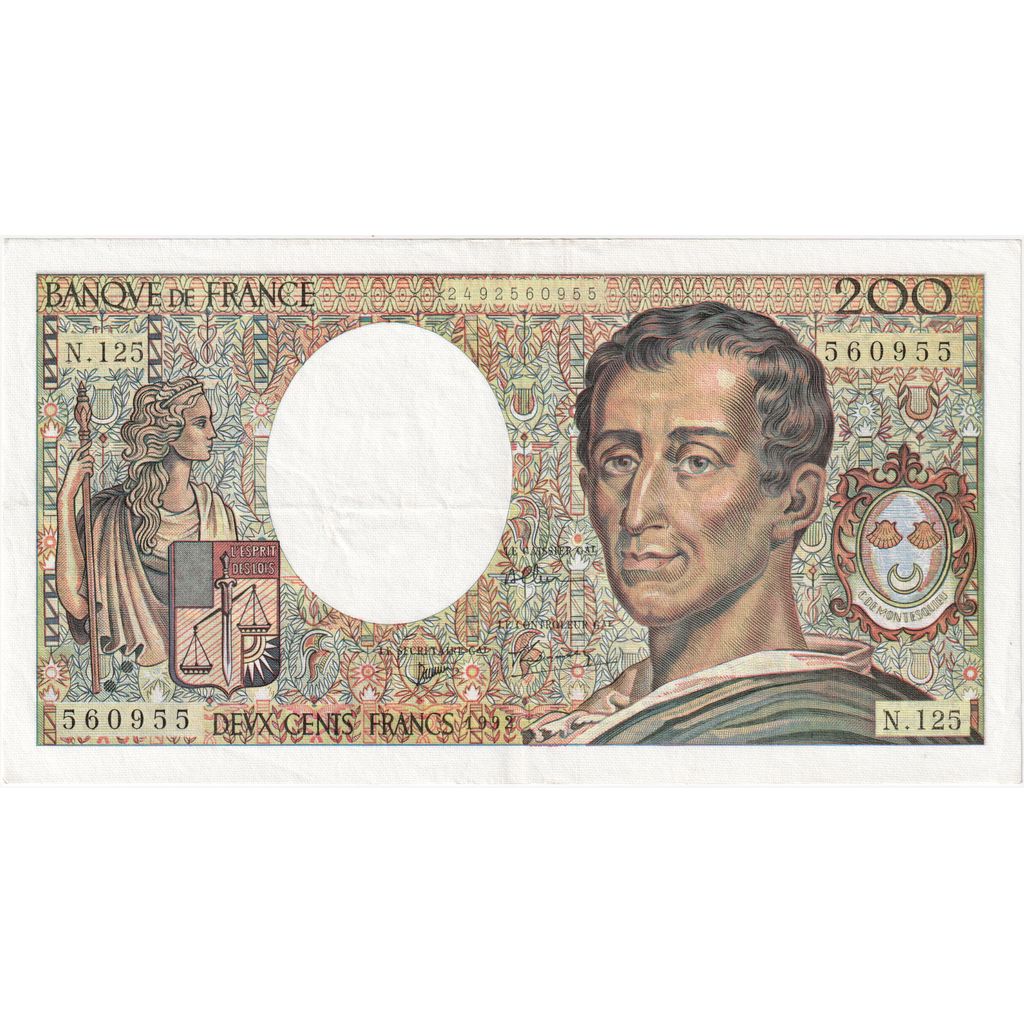 France, 200 Francs, Montesquieu, N.125, UNC(65-70)