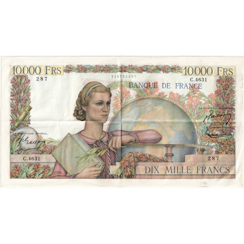 Francia, 10,000 Francs, Génie Français, 1953-04-02, C.4631, BB+