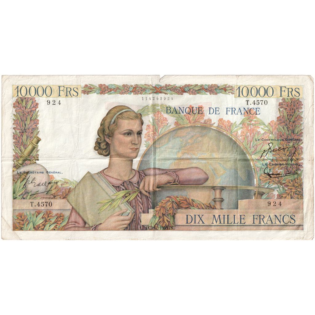 Frankreich, 10,000 Francs, Génie Français, 1953-04-02, T.4570, SS