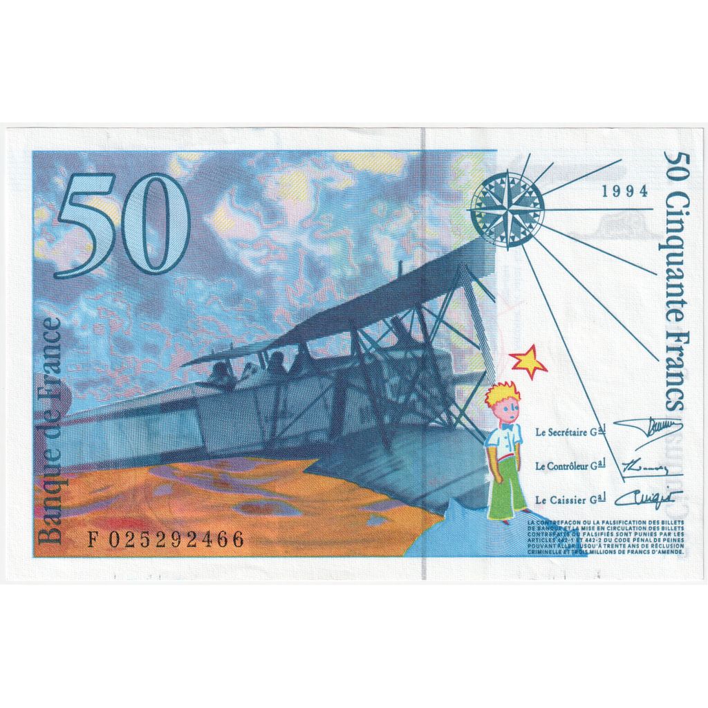 Frankreich, 50 Francs, St Exupéry, 1994, F, VZ