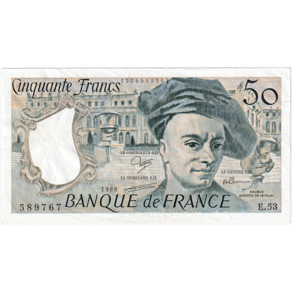 France, 50 Francs, Quentin de La Tour, 1988, E.53, TTB