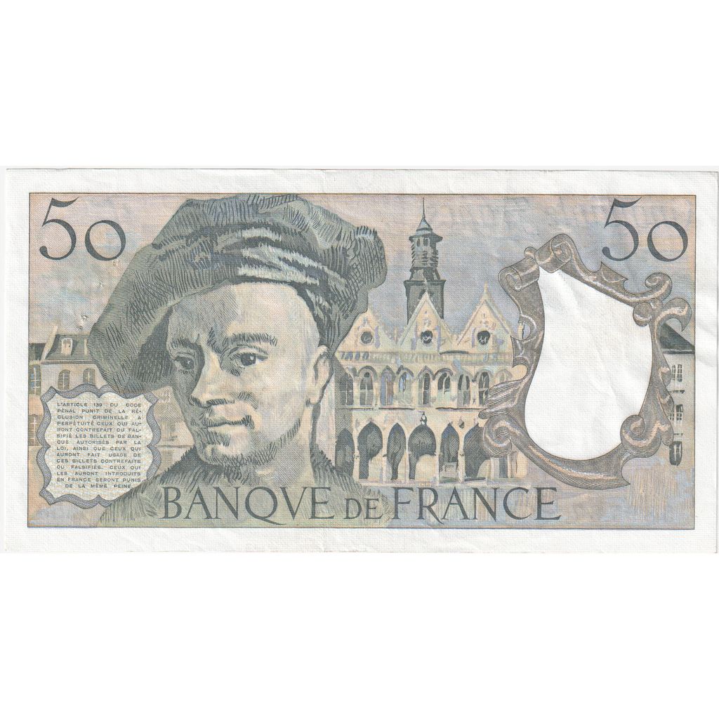 France, 50 Francs, Quentin de La Tour, 1988, E.53, TTB