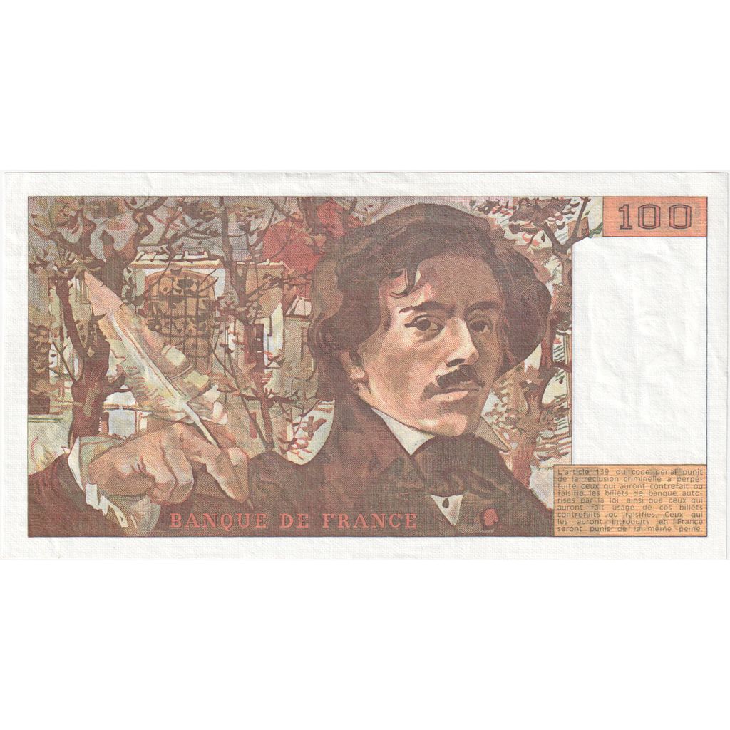 France, 100 Francs, Delacroix, 1984, P.88, EF(40-45)