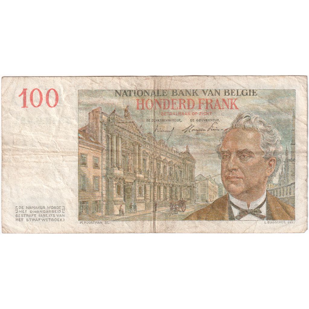 Belgium, 100 Francs, 1954-09-15, VF(30-35)