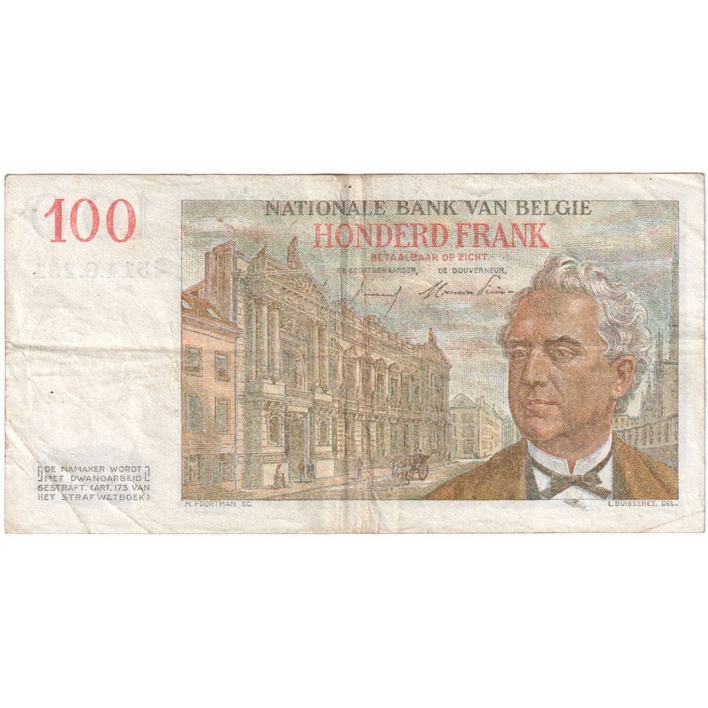 Belgium, 100 Francs, 1953-11-28, VF(30-35)