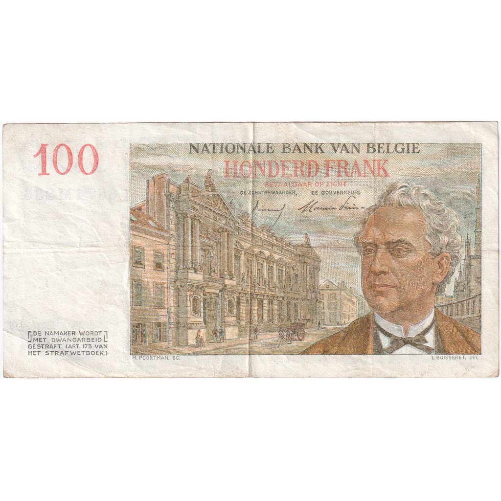 Belgium, 100 Francs, 1955-03-22, VF(30-35)
