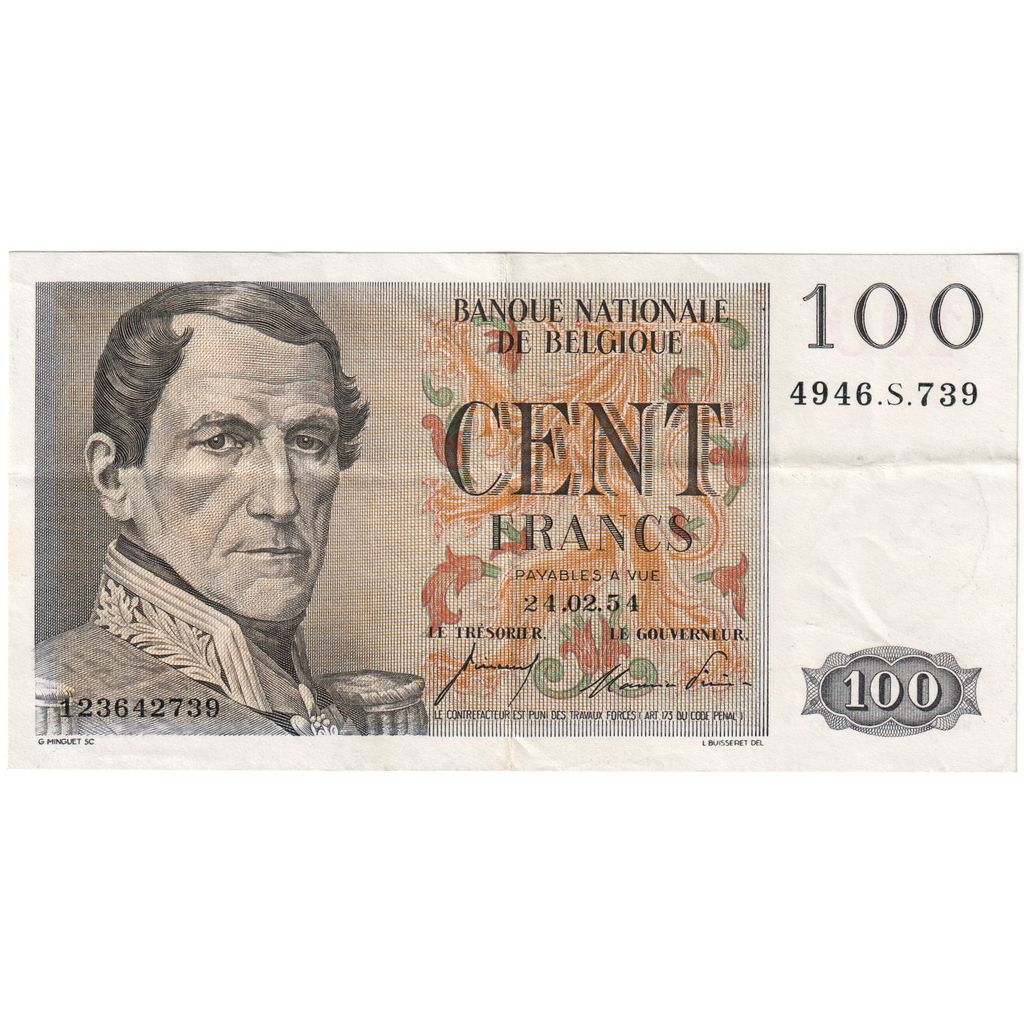 Belgique, 100 Francs, 1954-02-24, TTB+