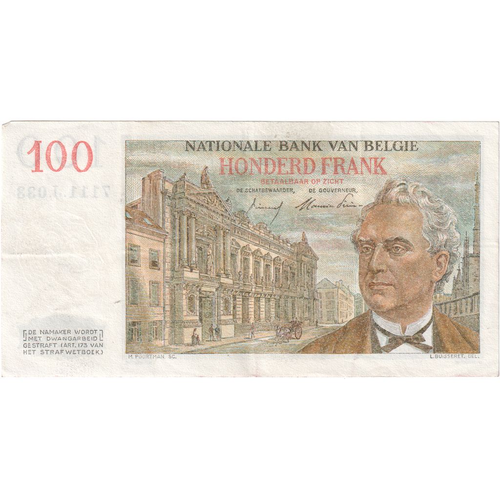 Belgium, 100 Francs, 1955-10-18, AU(50-53)
