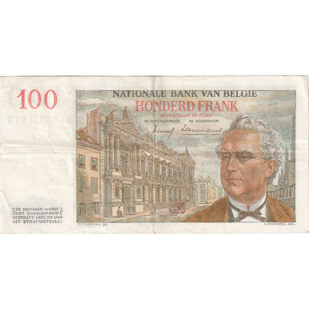 Belgium, 100 Francs, 1958-07-25, AU(50-53)
