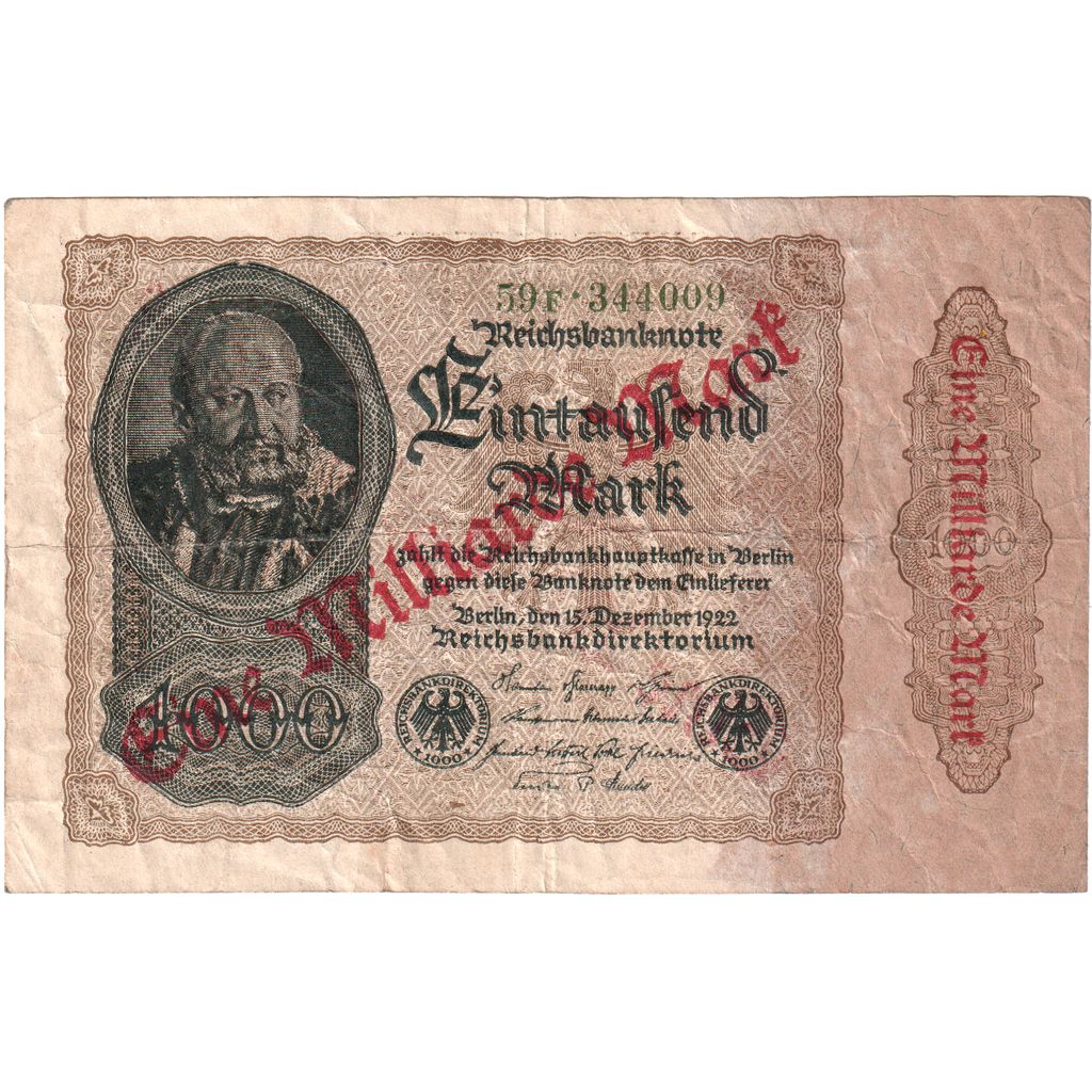 Allemagne, 1 Milliarde Mark on 1000 Mark, 1922-12-15, TB+