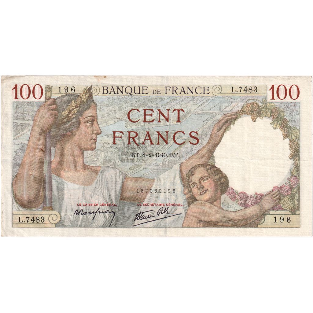 Francja, 100 Francs, 1940-02-08, L.7483, EF(40-45)