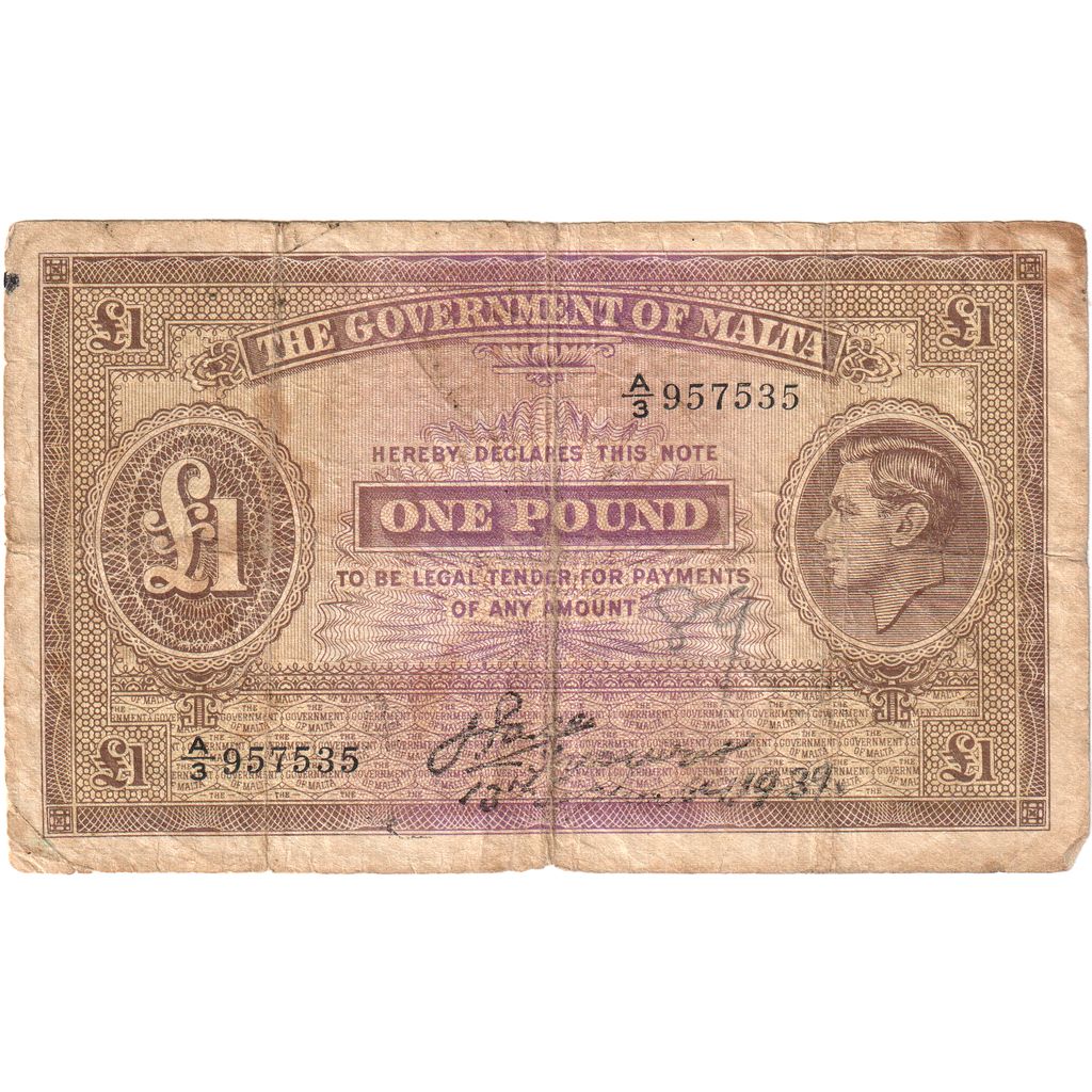 Malta, 1 Pound, 1939-09-13, F(12-15)