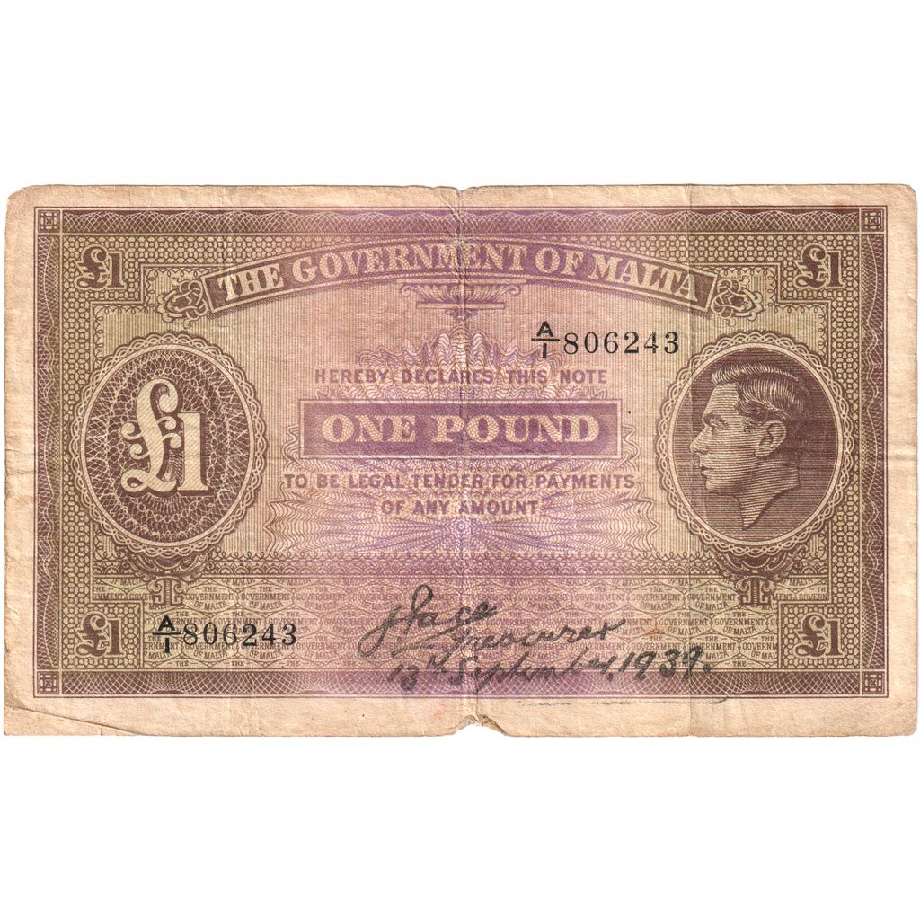 Malta, 1 Pound, 1939-09-13, F(12-15)