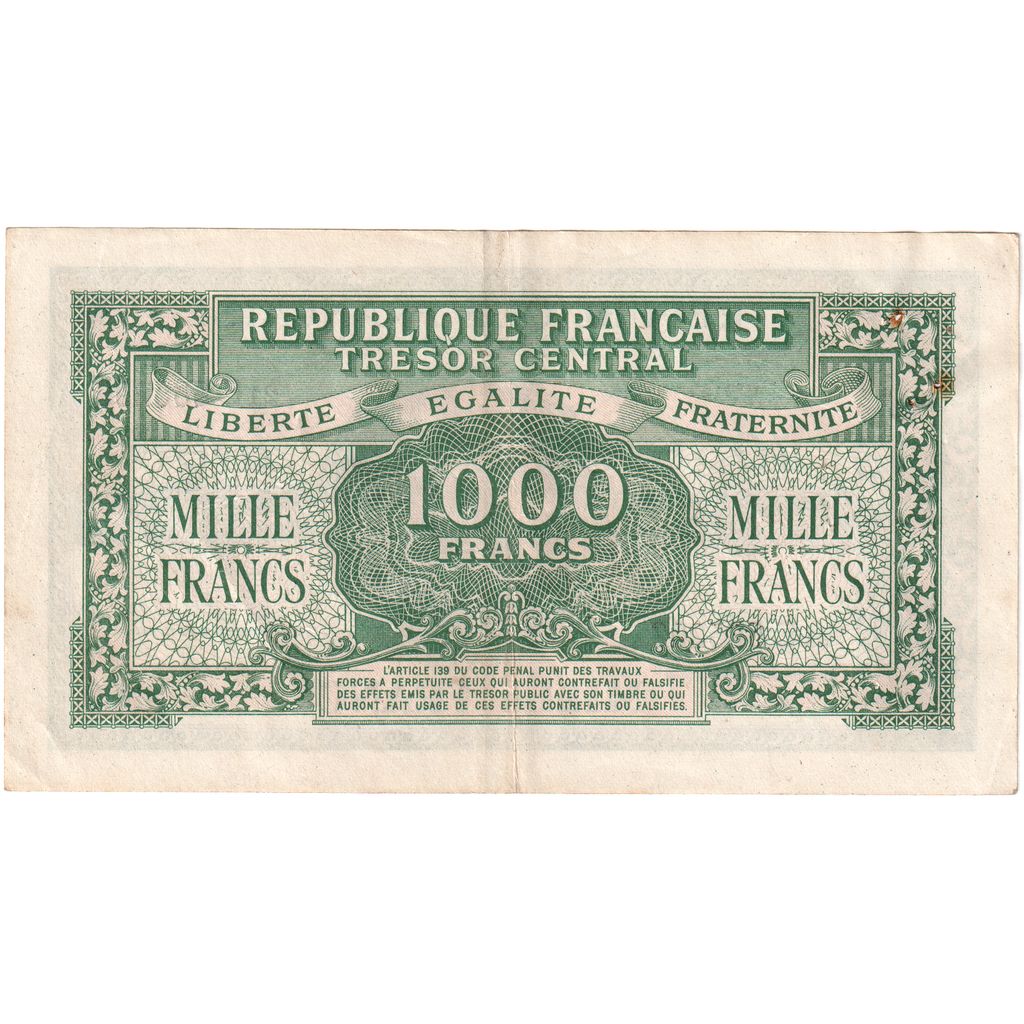 France, 1000 Francs, Marianne, Undated (1945), 21E565299, F(12-15)